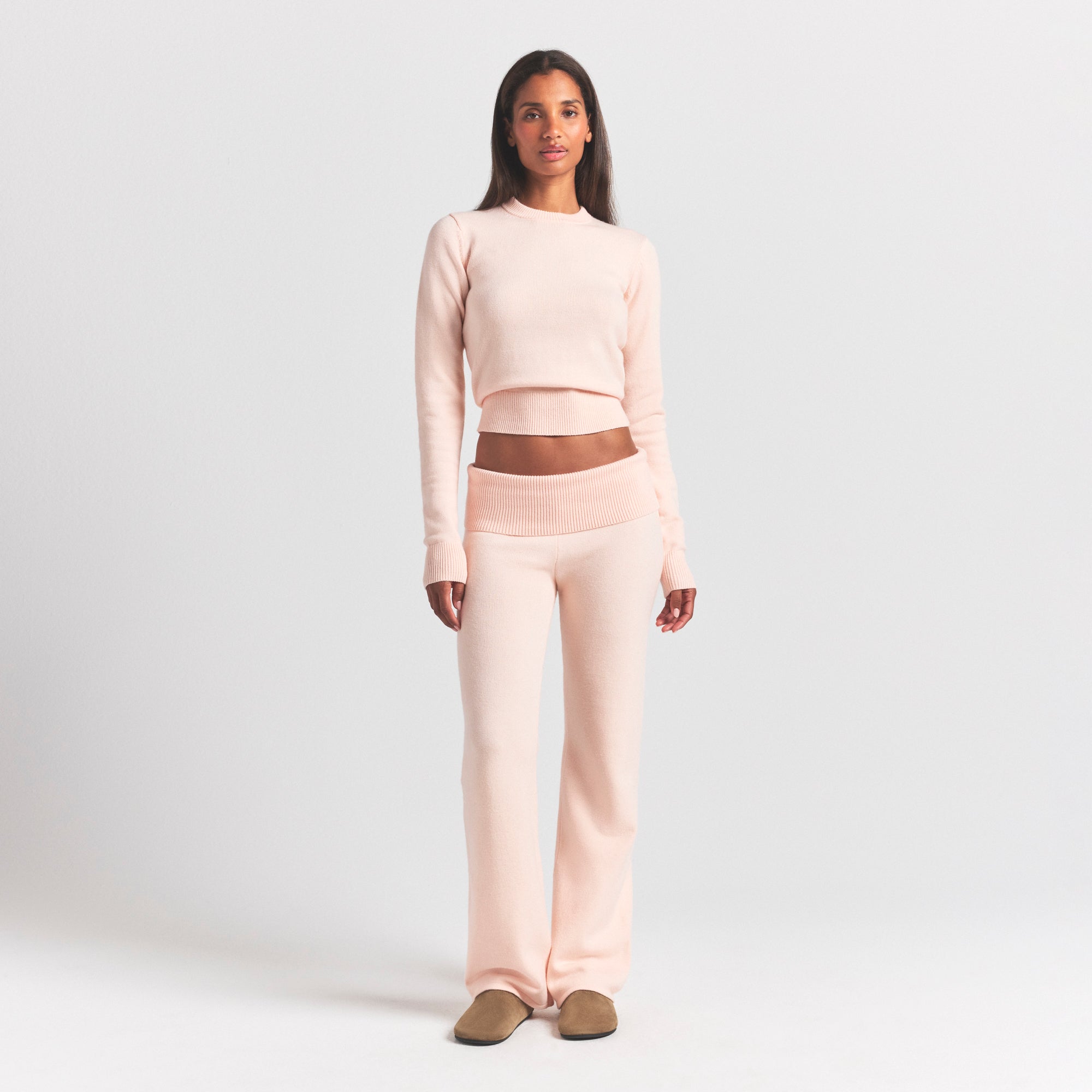 Ribbed Long Sleeve Fitted Crew Neck