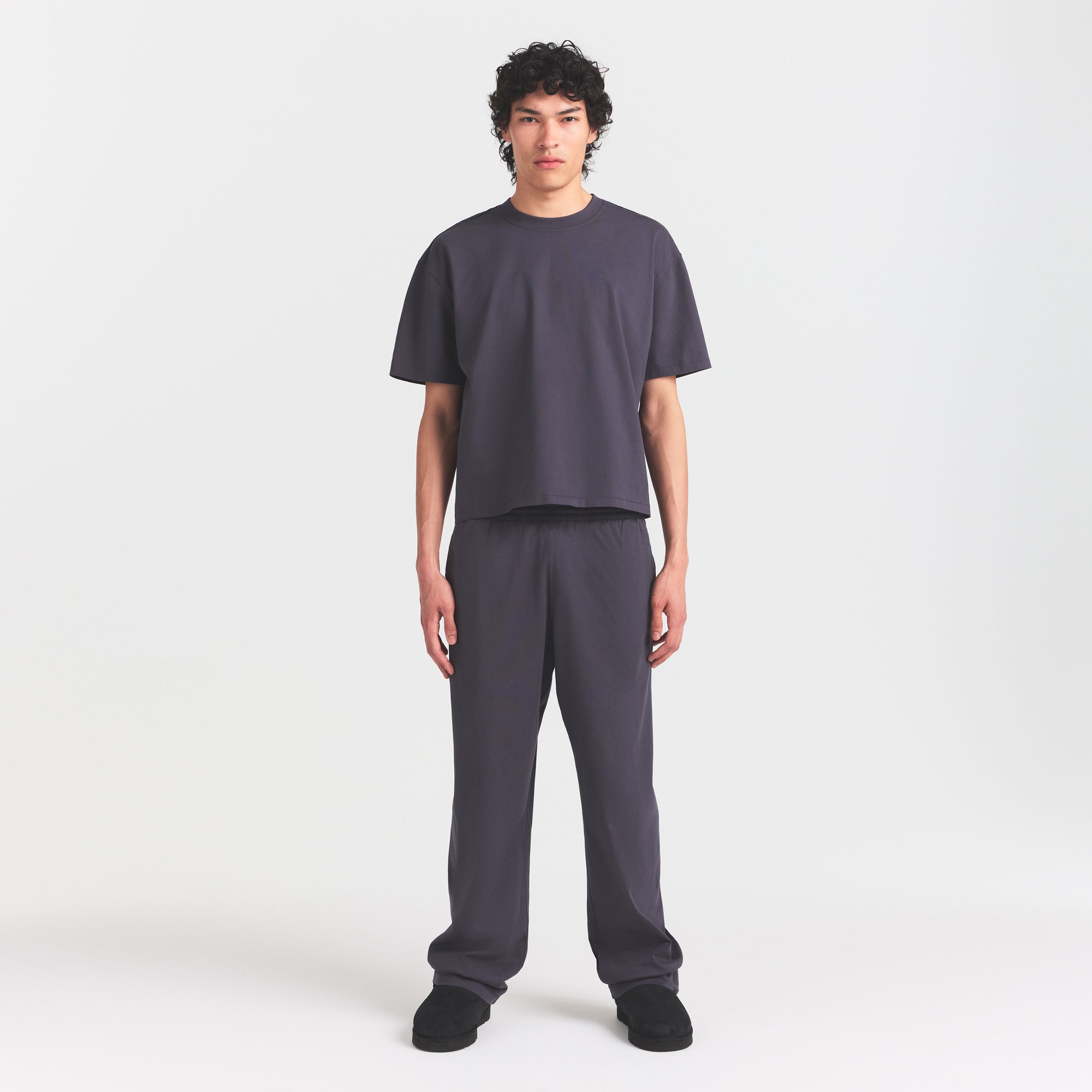 Mens Relaxed Cropped Crew Neck T-Shirt